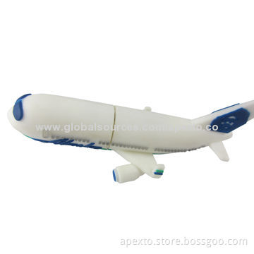 Plane Shaped USB Flash Drive in White Color with 512MB to 16GB Memory Capacity Range